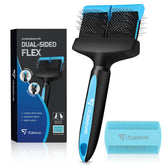 iToleeve Dual Flex Slicker Brush head closeup shows gentle bristles for sensitive pets.