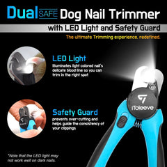 iToleeve safety guard behind the blade helps regulate cut length and protect the quick.