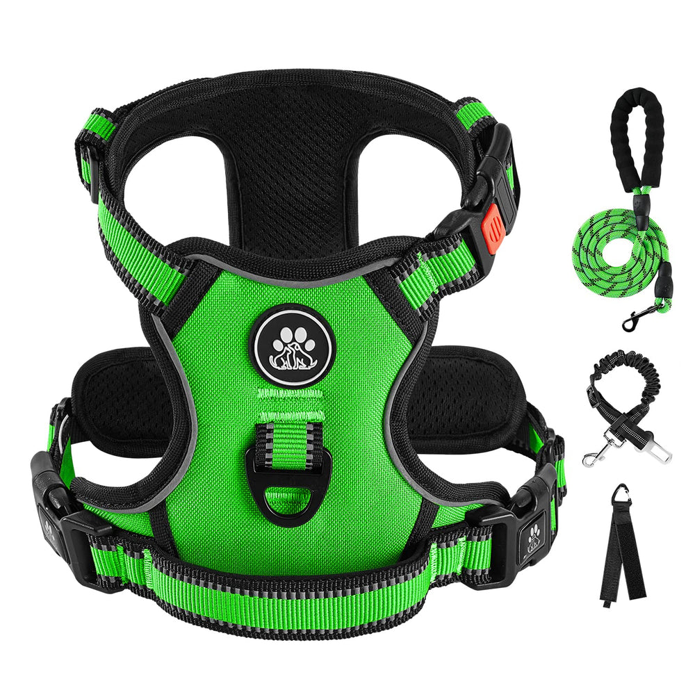 IVY&LANE No Pull Harness front view in green offers gentle control