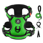IVY&LANE No Pull Harness green front clip supports easy, controlled walks