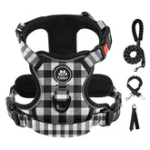 IVY&LANE No Pull Harness front view in checkered black for training comfort