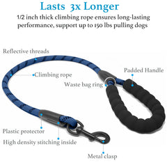 iYoShop Dual Dog Leash heavy-duty rope construction for durability and easy cleaning.