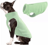 Jacko & Co fleece vest dog sweater mint green front view for cozy outdoor walks.