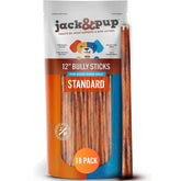 Jack&Pup 12-inch bully stick for medium and large dogs delivers long-lasting chews.