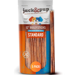 JackPup 12-inch bully stick closeup showing natural beef texture for chewing