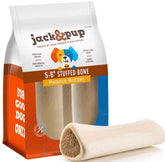 JackPup 5-6 inch filled dog bones packaging offers convenient triple-pack for busy owners.