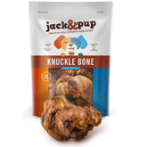 Jack&Pup beef knuckle bone large-chew showing durable chew for aggressive chewers