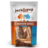 Jack&Pup Beef Marrow Bones 3in long for dogs, a durable chew.