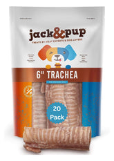 Jack&Pup beef trachea 6in pack bag-front shows all-natural single-ingredient treats for training rewards