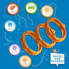 Jack&Pup Bully Rings 4-inch chew shown for extended dog chewing
