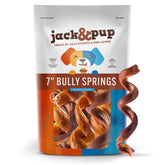 Jack&Pup Bully Springs 7in spiral closeup shows durable chew for extended engagement.
