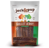Jack&Pup gullet beef jerky packaging shows a long-lasting dog chew