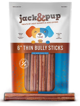 Jack&Pup 6-inch thin bully sticks packaging with reseal for fresh storage.