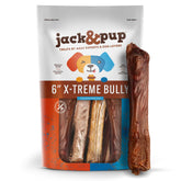 Jack&Pup X-treme bully stick for large dogs shows rugged durability during gnawing.