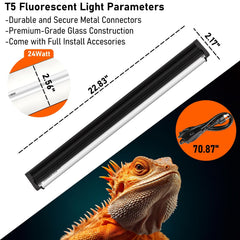 Jaenmsa T5 UVB tube close-up highlighting energy efficiency
