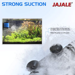 JAJALE pump with two outlet nozzles supports flexible tubing for fountains and hydroponics.