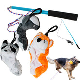 Jalousie collapsible flirt pole assembly for easy interactive play.