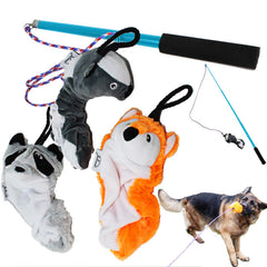 Jalousie collapsible flirt pole assembly for easy interactive play.