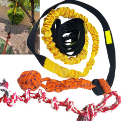 Jalousie Dog Bungee Toy full-length rope for extended outdoor tug play.