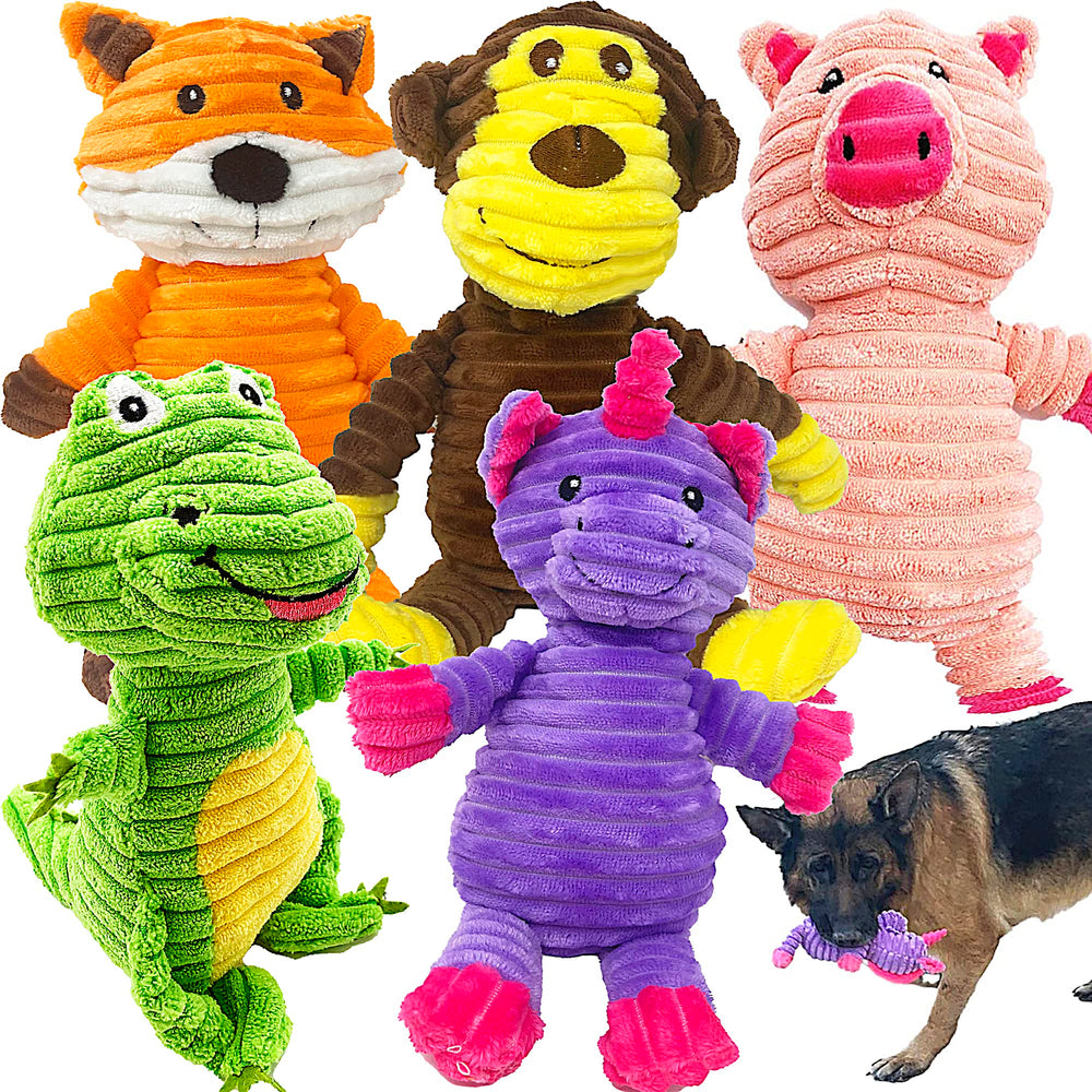 Jalousie plush dinosaur toy for dogs with durable squeak and play
