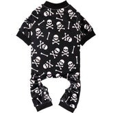 Jamktepat dog pajamas with skulls crossbones pattern for festive style and cozy warmth.