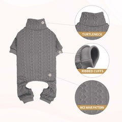 Jamktepat dog sweater grey turtleneck back view highlighting full body warmth