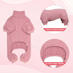 Jamktepat dog sweater turtleneck pink back view provides snug warmth for outdoor adventures