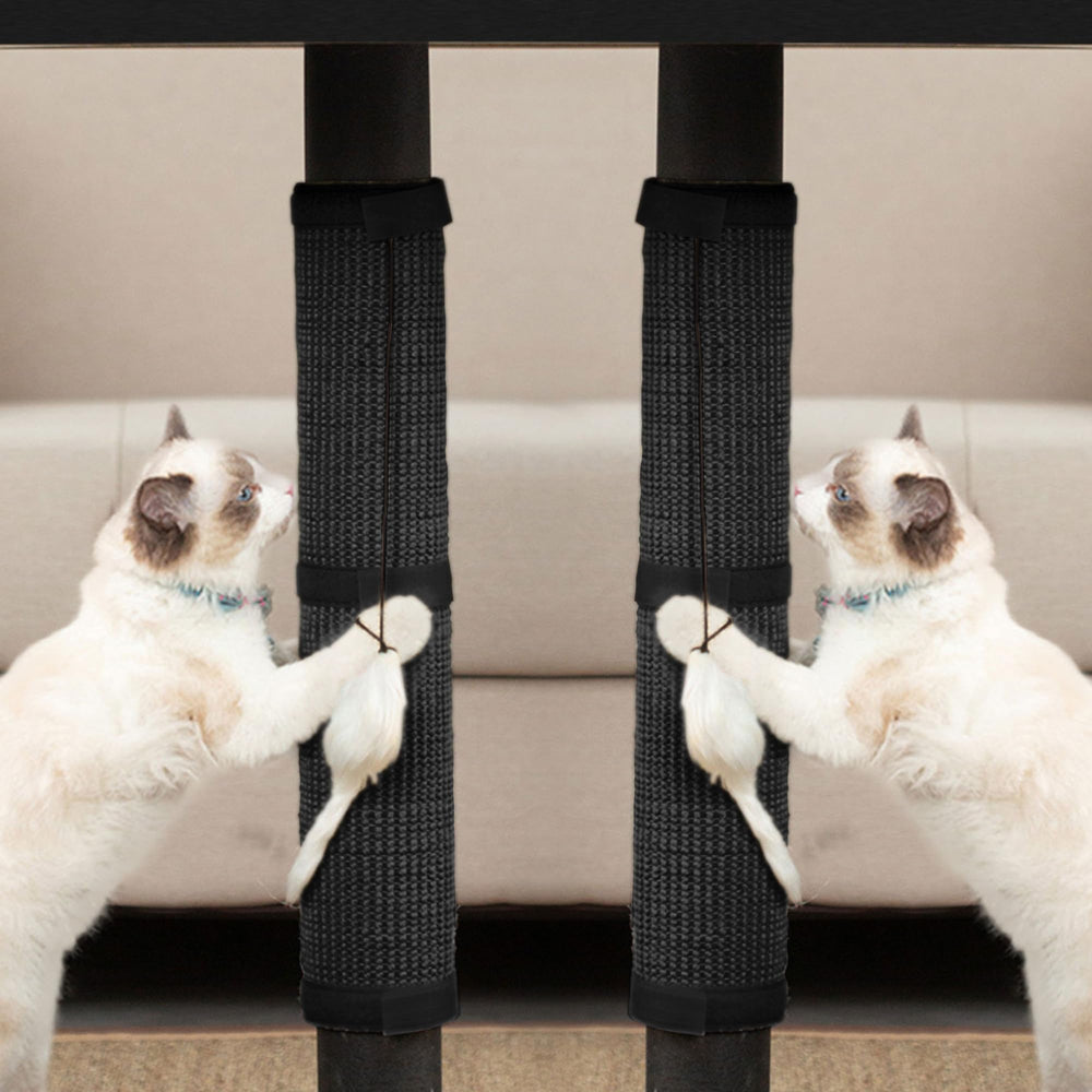 JanYoo sisal cat scratcher mat in black close-up shows a durable surface for claws and play.