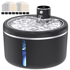 Jaojcoe cat water fountain cordless 108oz side view portable for cord-free placement.