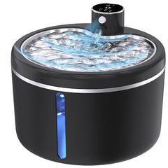 Jaojcoe cordless fountain front view with stainless steel tray for easy drinking