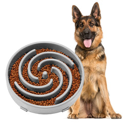 JASGOOD slow feeder bowl demonstrates anti-gulping design that slows meals for calmer feeding.
