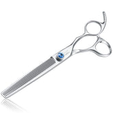 JASON 7-inch thinning dog grooming scissor with focused handle and blade for precise grooming.