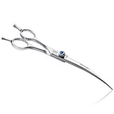 Jason 7-inch curved dog grooming scissors product shot showing curved blade for precise trims