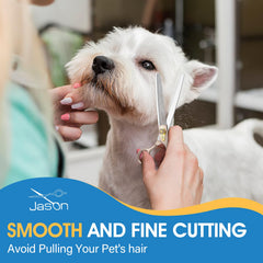 JASON dog grooming scissors 54-teeth view highlights thinning control.