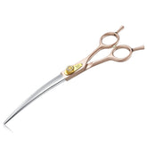 JASON dog grooming scissors 7-inch curved rose-gold close-up for precise coat shaping