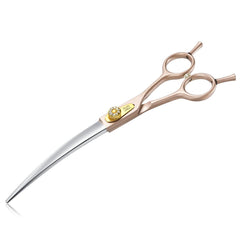 JASON dog grooming scissors 7-inch curved rose-gold close-up for precise coat shaping