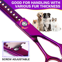 JASON ergonomic-handle chunker scissor provides reduced hand fatigue for hours of grooming.