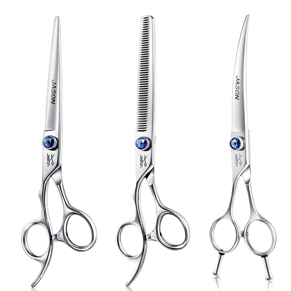 Jason left-handed 7-inch curved grooming scissors for precise contouring.