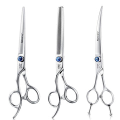 Jason left-handed 7-inch curved grooming scissors for precise contouring.