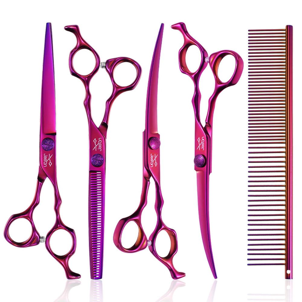 JASON Purple 7 inch up-curved scissors deliver precise trimming for sensitive areas.