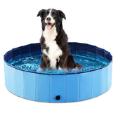 Jasonwell foldable dog pool 32-inch blue assembled for bath time.