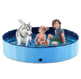 Jasonwell foldable dog pool 63-inch blue full view shows sturdy walls