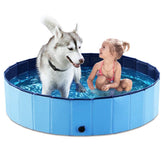 Jasonwell foldable dog pool blue full-view shows roomy space for pets during baths.
