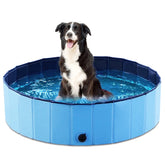Jasonwell foldable dog pool folded compact for easy storage and travel.