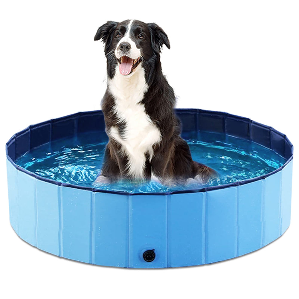 Jasonwell foldable dog pool folded for compact storage and easy transport.