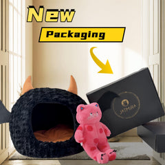 Jatmira cat bed halloween large side cave shows curling space for restful hideaway