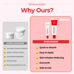 JAYU PET Shikonidin on a cat's dry nose and paw pads with natural ingredients