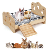 JAZUIHA wooden bunny bed assembly shows sturdy construction for long-lasting use.