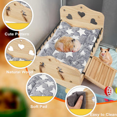 JAZUIHA wooden bunny bed wide view reveals spacious interior for small pets.