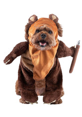 Jazwares Endor Ewok Pet Costume front view shows warm faux fur for cozy wear